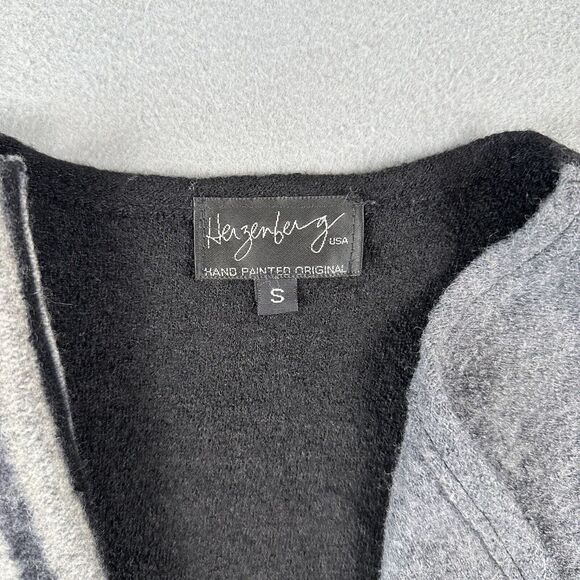 Herzenburg Hand Painted Original Vest Women’s Small Gray Wool Open Front Art - Picture 7 of 16